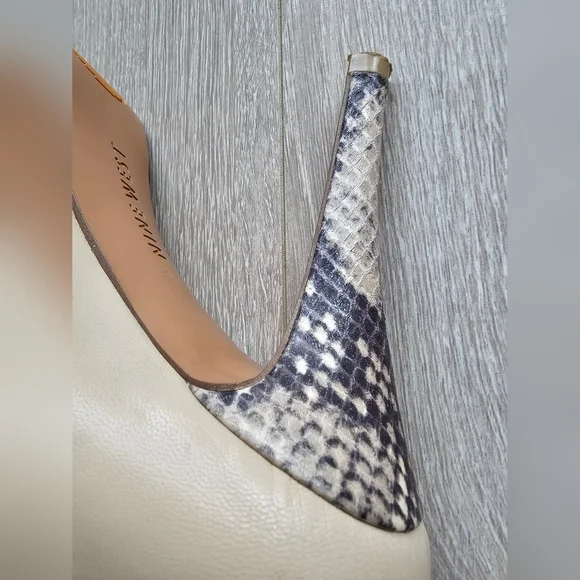 Nine West Snakeskin Leather Peep Hole Heels Pumps Stilettos - Picture 7 of 16